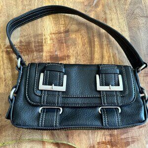 Black with Silver Buckles Shoulder Bag Purse